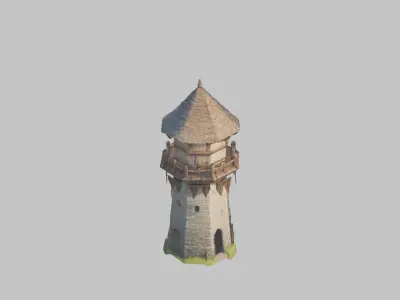 Lowpoly Stylized medieval tower Low-poly 3D model