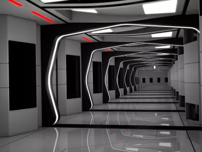 Sci Fi Corridor Futuristic 3D model shop