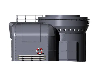 secondary gun barbet forward 3D print model