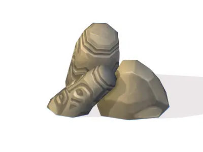 Handpaint Cartoon Stone Memorial Totem Symbol Low-poly 3D model