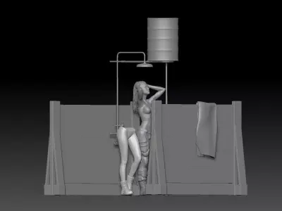 MILITARY girlfriend TAKE A SHOWER 3D print model