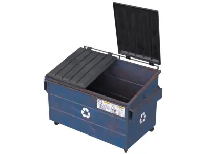 Dumpster 1 storage box with two compartments Low-poly 3D model