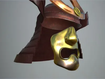 Samurai Helmet and face mask - 2K Full PBR textures Low-poly 3D model