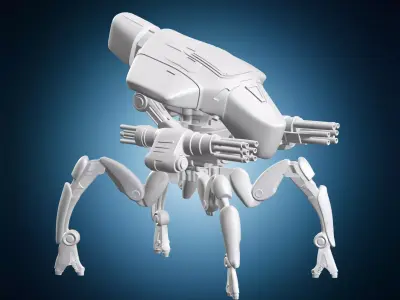 Futuristic Spider Combat Mech Robot 3D print model