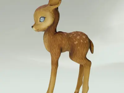 fawn deer Low-poly 3D model
