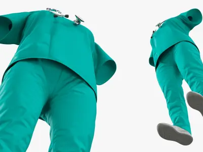 Medical Scrubs Uniform with Stethoscope No Body Teal 3D model