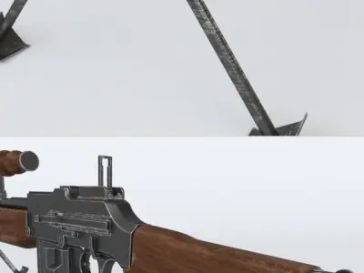 Rifleautomat machine gun with two different views 3D model