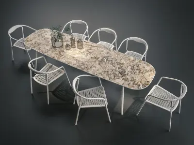 Manutti DUO chair and MINUS table Free 3D model