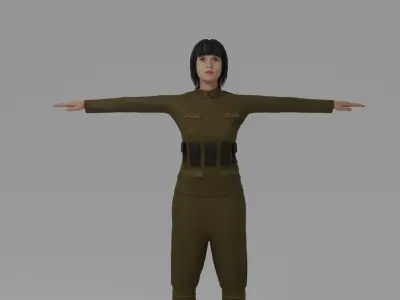 WWI Soldier Woman Low-poly 3D model