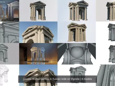 gazebo Arched portico in Tuscan orde on Vignola 3D Model Collection