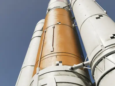 Rocket spaceship - With engine and Satellite 3D model