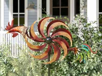 Bandopadhyay Flaming Rooster Wind Spinner 3D model