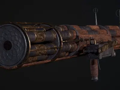 Steampunk Rocket Launcher PBR  Low-Poly Game Ready Low-poly 3D model