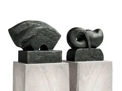 Modern sculptures Bull and Fish Low-poly 3D model