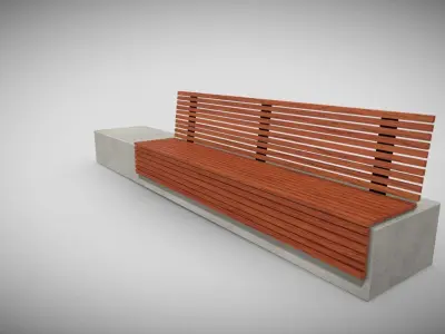 Concrete Bench Low-poly Low-poly 3D model