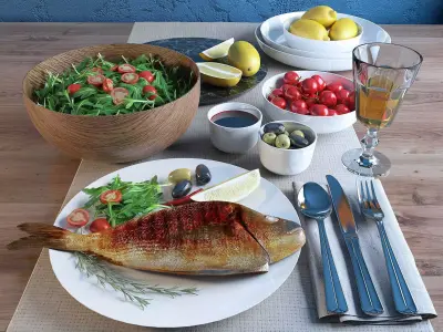 Cooked fish 3D model