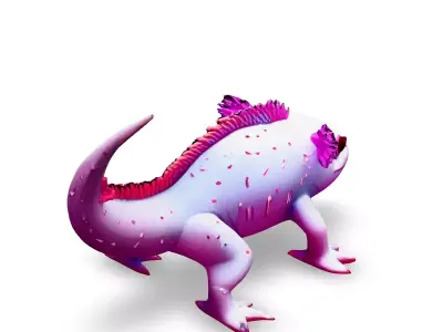Stylized Pink Lizard 3D Model Low-poly 3D model