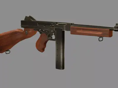 M1A1 Submachine Gun Low-poly 3D Model Low-poly 3D model purchase