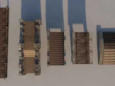 Old Wooden Bridges Pack Low-poly 3D model