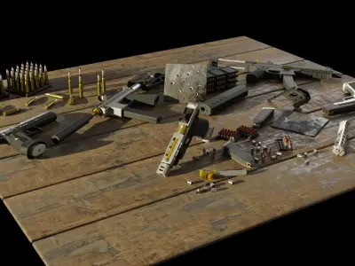 Collection of guns and SMGs 3D 3D model