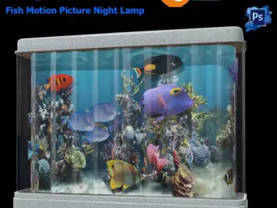 Fish Motion Picture Aquarium Night Lamp Low-poly 3D model