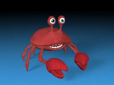 cartoon rigged crab Low-poly 3D model