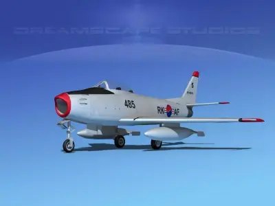 North American F-86 Sabre Jet V19 RKAF 3D model