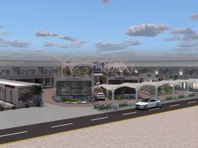 Commercial Open Plaza and Retail Park A28 DWG SketchUp 3D model
