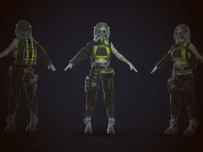 Cyberpunk Girl Low-poly 3D model