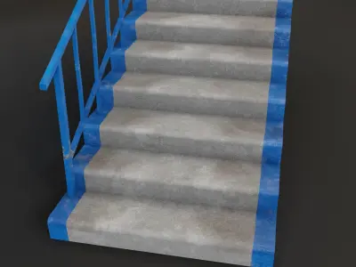 Concrete Stairs Low-poly 3D model