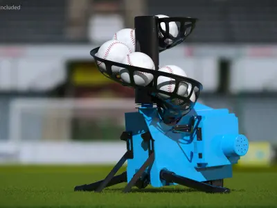 Pitch Trainer with Loaded Ball Rack Blue 3D model purchase