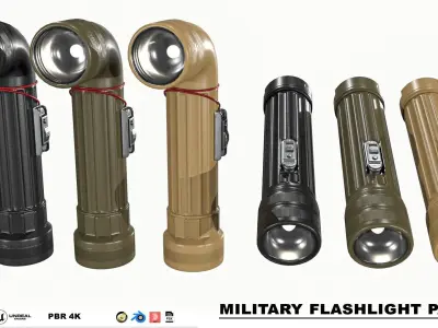 Military-flashlight Package Low-poly 3D model
