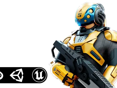 CYBORG SOLDIER RX-400 Rigged for Unreal Engine - Unity - MIXAMO 3D model