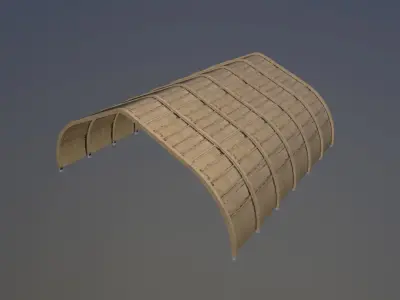 Military Airport Shed - simple aircraft hangar - desert 3D model Low-poly 3D model