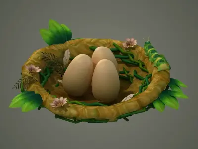 bird nest birdnest egg eggs robin bluebird eagle feeder house  3D model