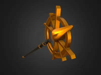 Magic Staff - Golden X Low-poly 3D model