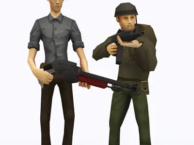 Brutal army squad pack Low-poly 3D model