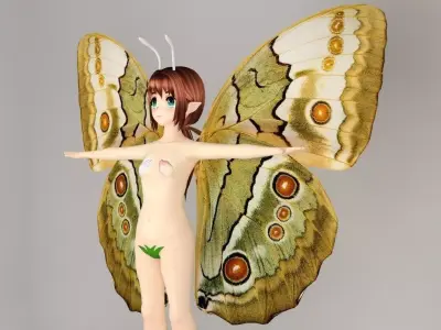 T pose nonrigged model of Chouko anime creature 3D model