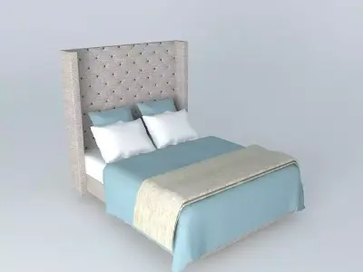 ADLER TUFTED FABRIC PLATFORM BED WITHOUT FOOTBOARD Free 3D model