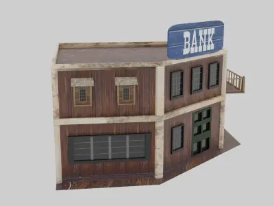 Wild West - Bank Low-poly 3D model