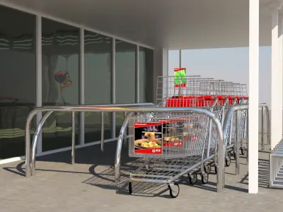 Super Market Building With Parking Space 3D model