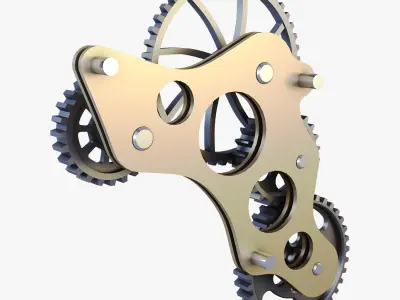 Gear Mechanism Low Poly v 4 Low-poly 3D model