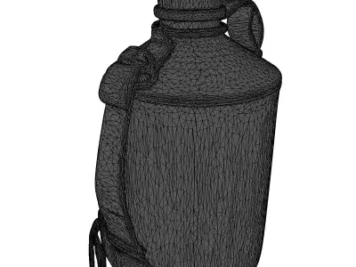 Vintage Military Canvas Canteen Bottle 3D model