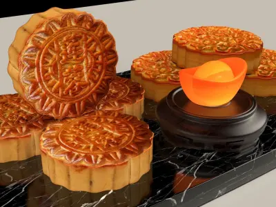 Chinese moon cake 3D model