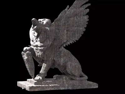 Dark Lion statue With wings Low poly 2 3D model