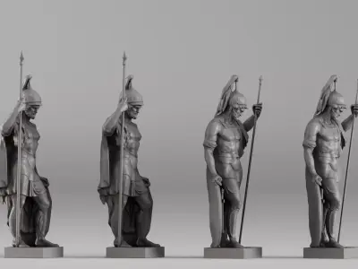 001659 Ancient Warrior Statue Collection 3D print model