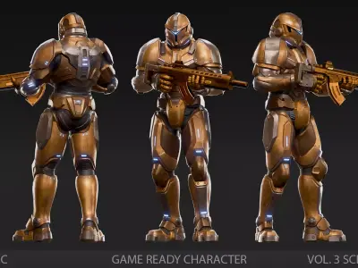 SciFi Soldier Character Low-poly 3D model buy