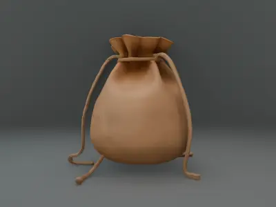 Stylized Leather Coin Bag Fantasy RPG Asset Low-poly 3D model