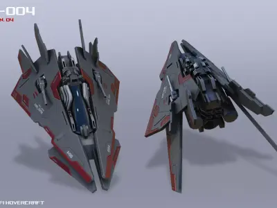 Scifi Hovercraft Low-poly 3D model