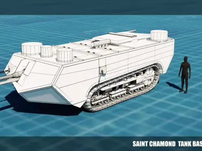 Saint Chamond TANK BASE MESH Low-poly 3D model